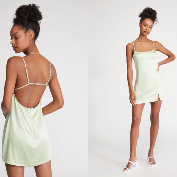 NWT Pacsun LA Hearts Bustier Satin Sage Green Bustier Mini Dress size Medium - Picture 2 of 2
